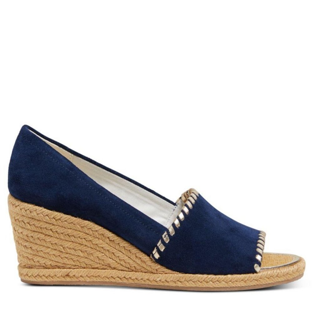 JACK ROGERS Navy Espadrille Wedge Shoes
